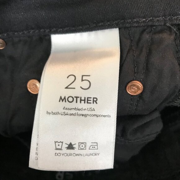MOTHER The Insider Crop Step Fray Black 5 Pocket Zip Up Jeans Size 25 - Picture 9 of 10